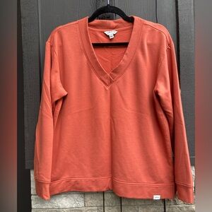 Orvis SOFT V-Neck Sweatshirt - Warm Rust Orange